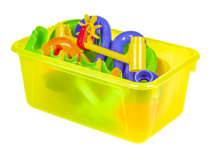 Small Cubby Bin with Lid, Tint Yellow