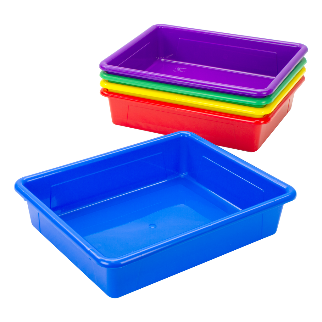 Storex Storage Tray, Letter Size, 10 x 13 x 3 Inches, Assorted Colors, 5-Pack