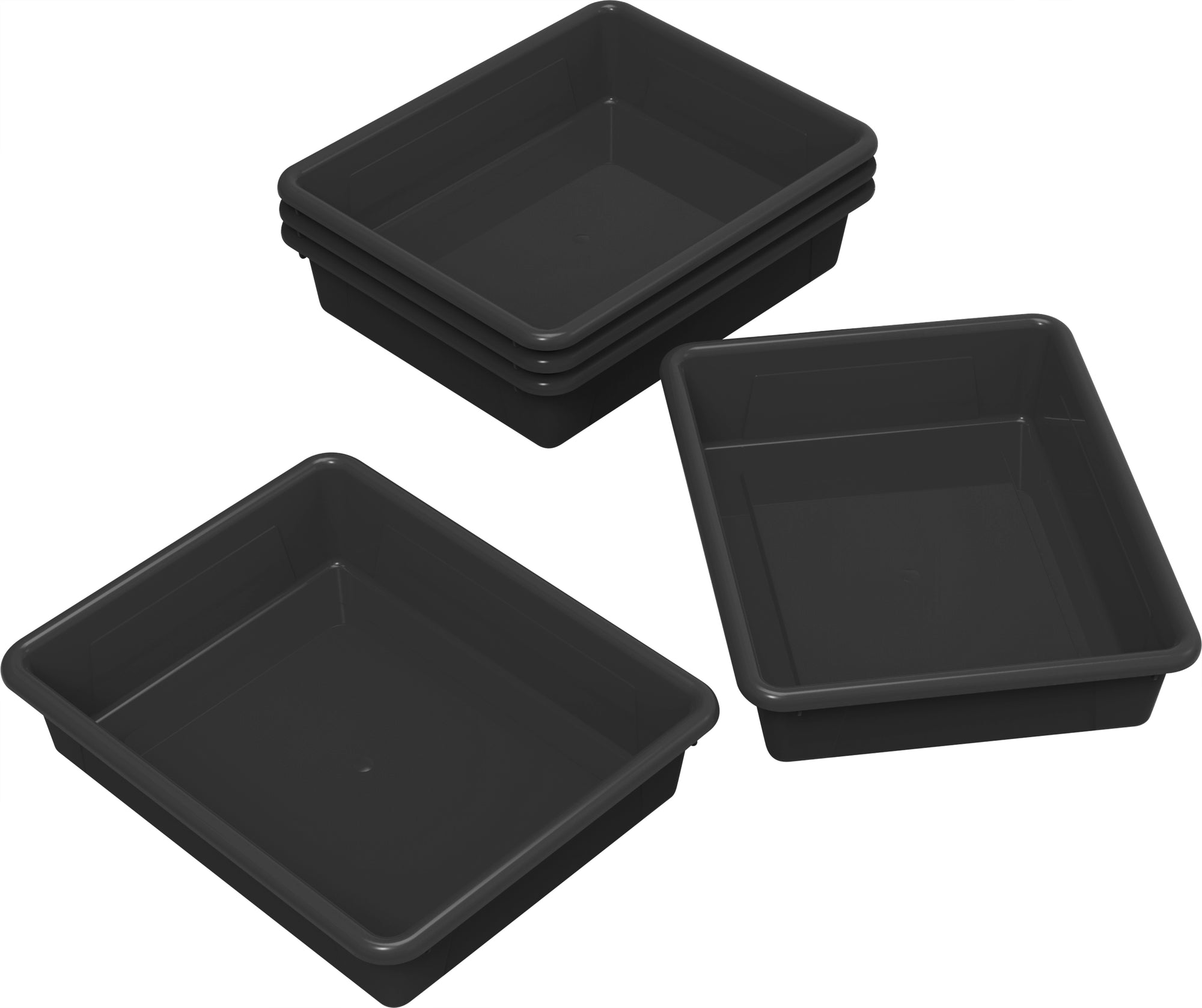 Storex Storage Tray, Letter Size, 10 x 13 x 3 Inches, Black, 5-Pack