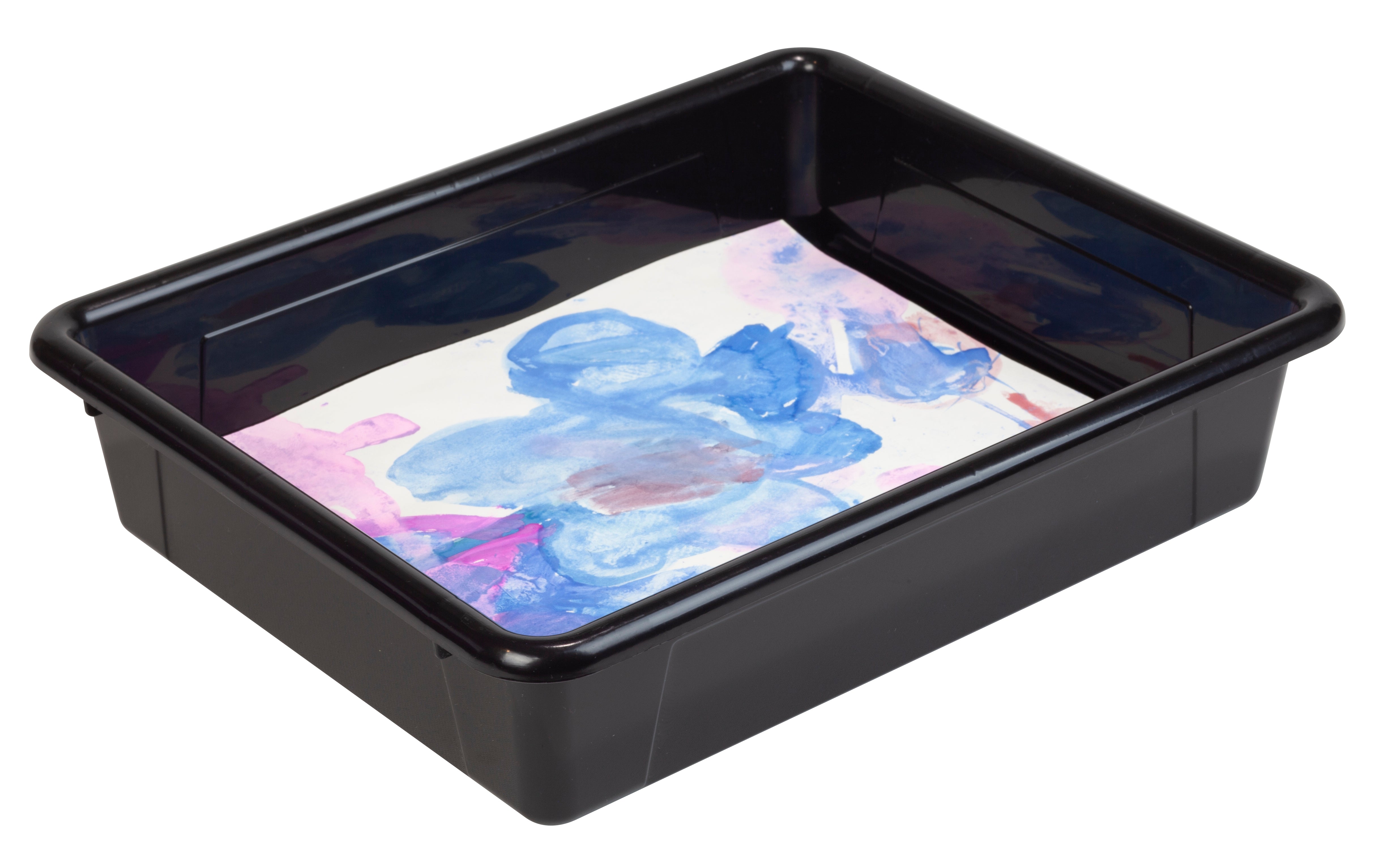 Storex Flat Storage Trays With Lids, Letter Size, 10x13x3 Inches, Black, 5-Pack