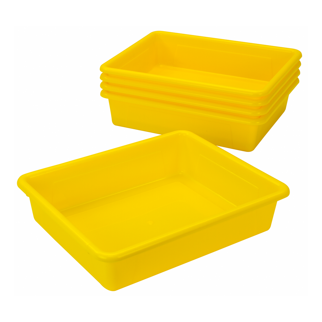 Storex Storage Tray, Letter Size, 10 x 13 x 3 Inches, Yellow, 5-Pack