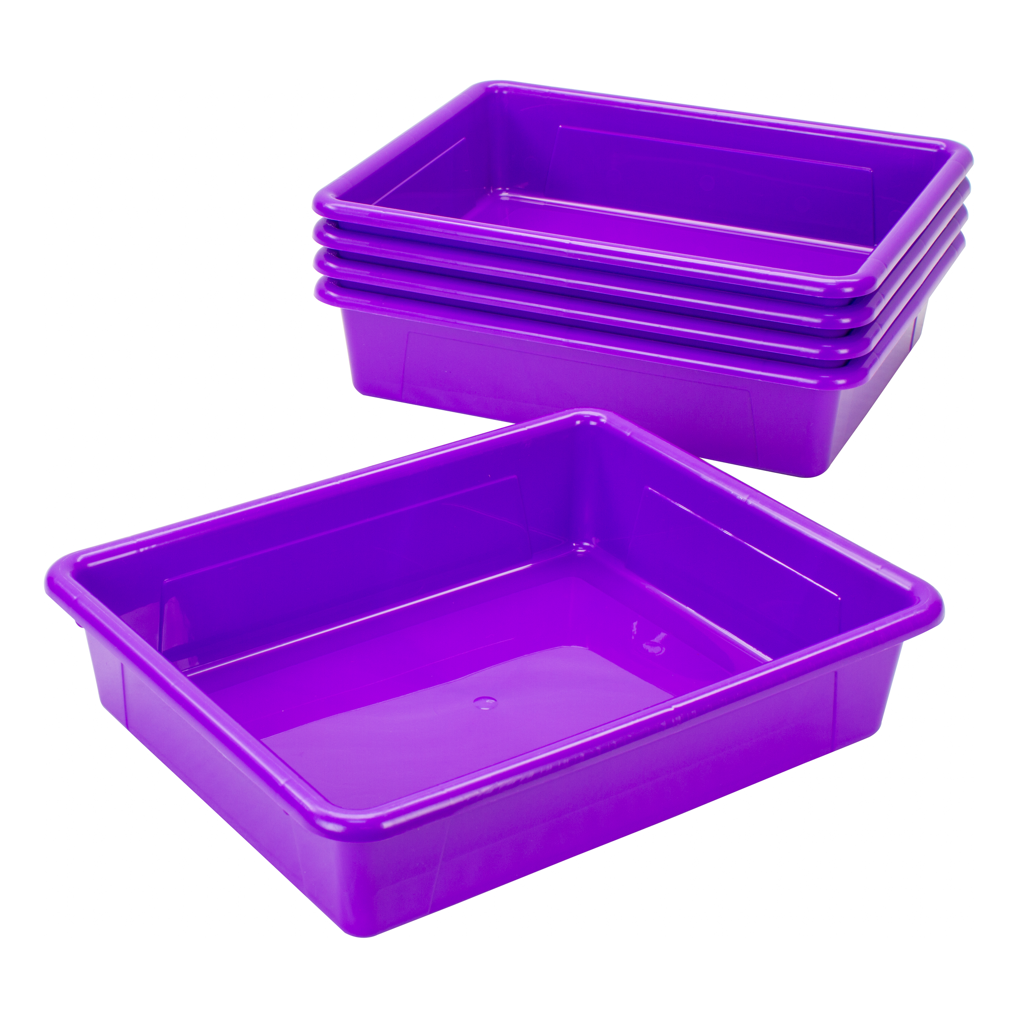 Storex Storage Tray, Letter Size, 10 x 13 x 3 Inches, Violet, 5-Pack