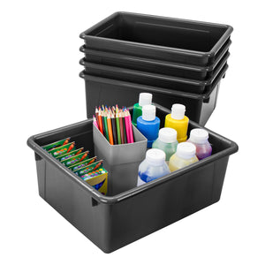 Storex plateau de rangement, format lettre, 10 x 13 x 5 pouces, noir, paquet de 5                                       