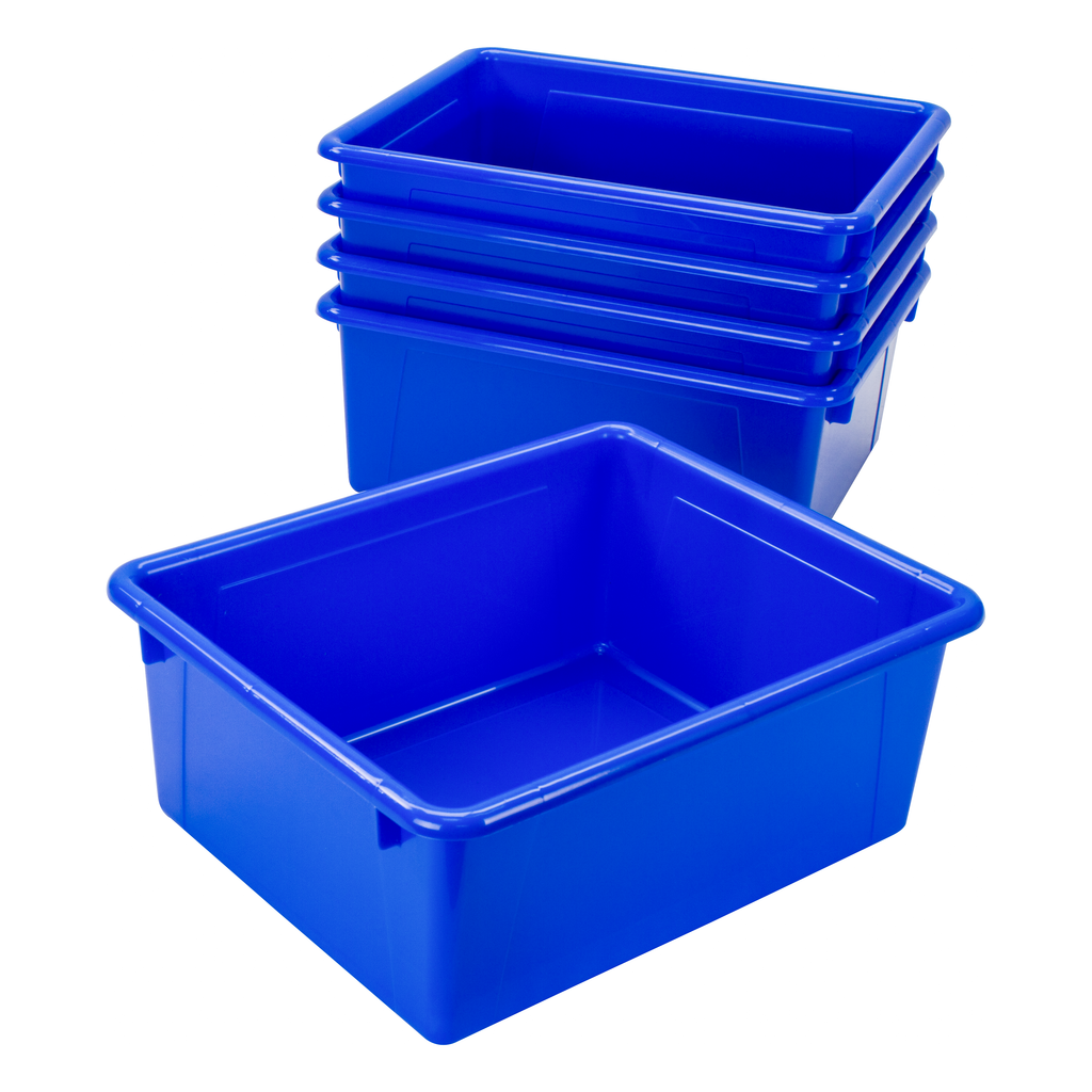 Storex Storage Tray, Letter Size, 10 x 13 x 5 Inches, Blue, 5-Pack