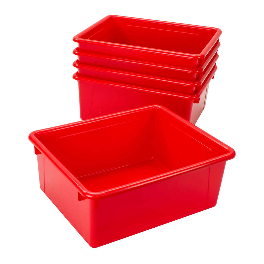 Storex Storage Tray, Letter Size, 10 x 13 x 5 Inches, Red, 5-Pack
