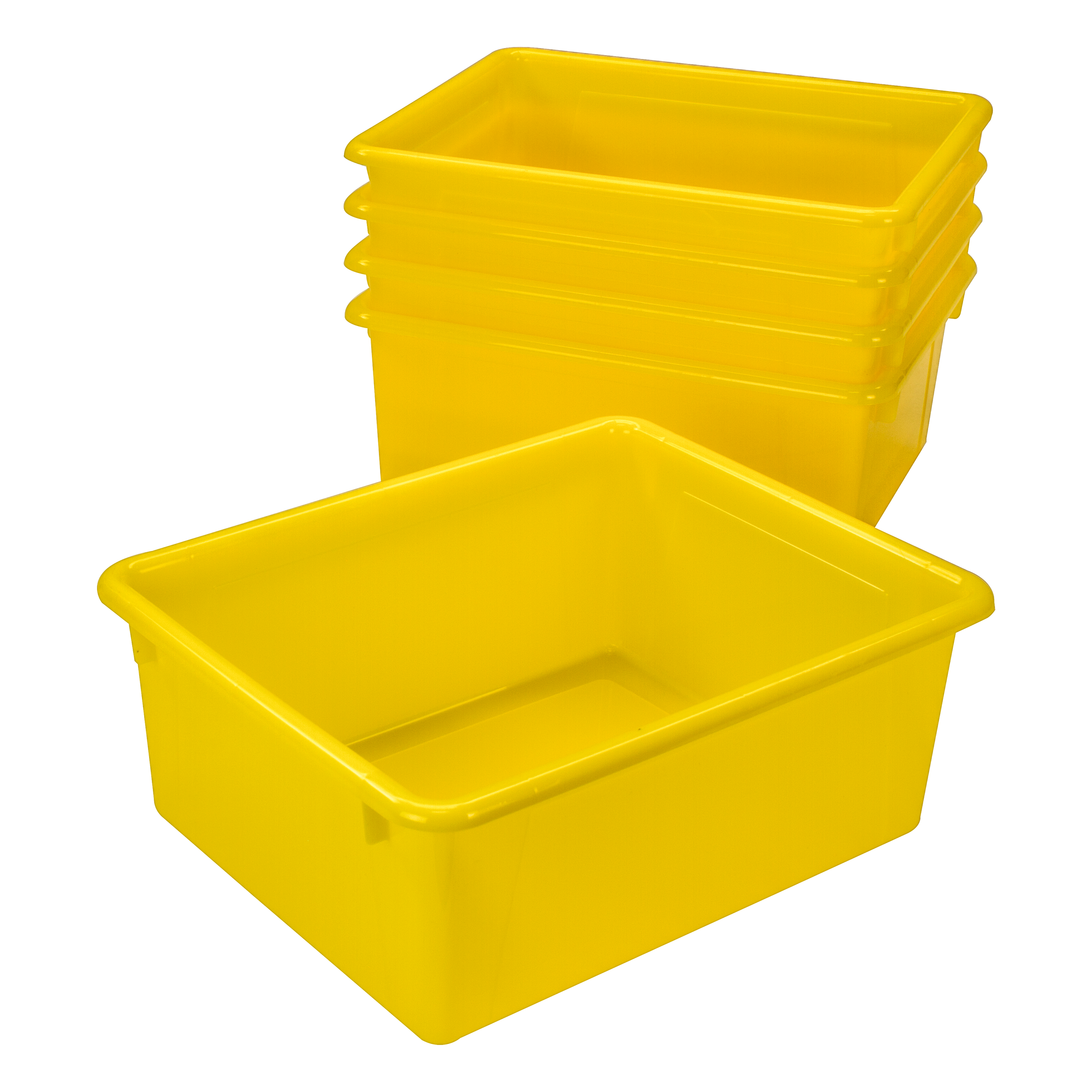 Storex Storage Tray, Letter Size, 10 x 13 x 5 Inches, Yellow, 5-Pack