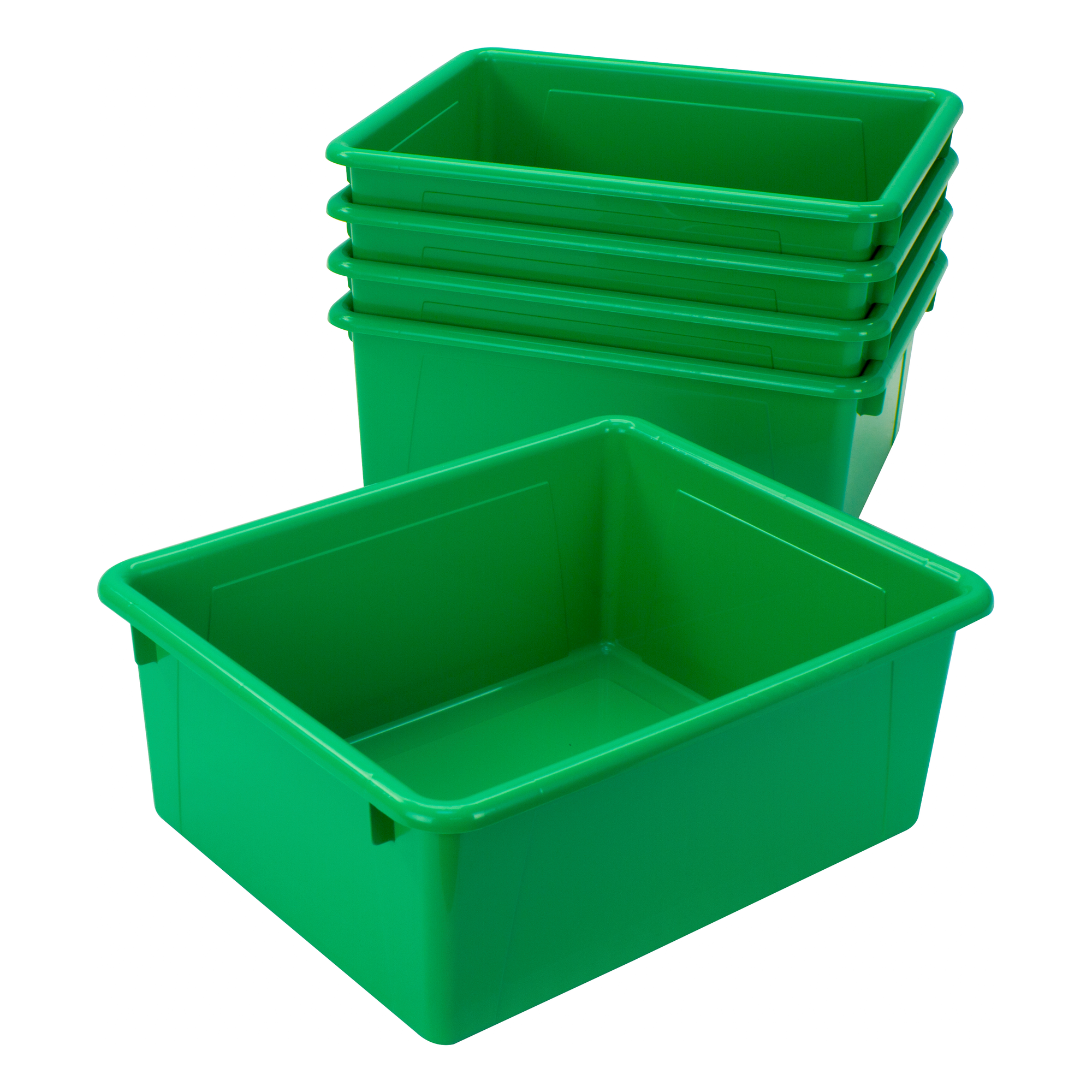 Storex Storage Tray, Letter Size, 10 x 13 x 5 Inches, Green, 5-Pack