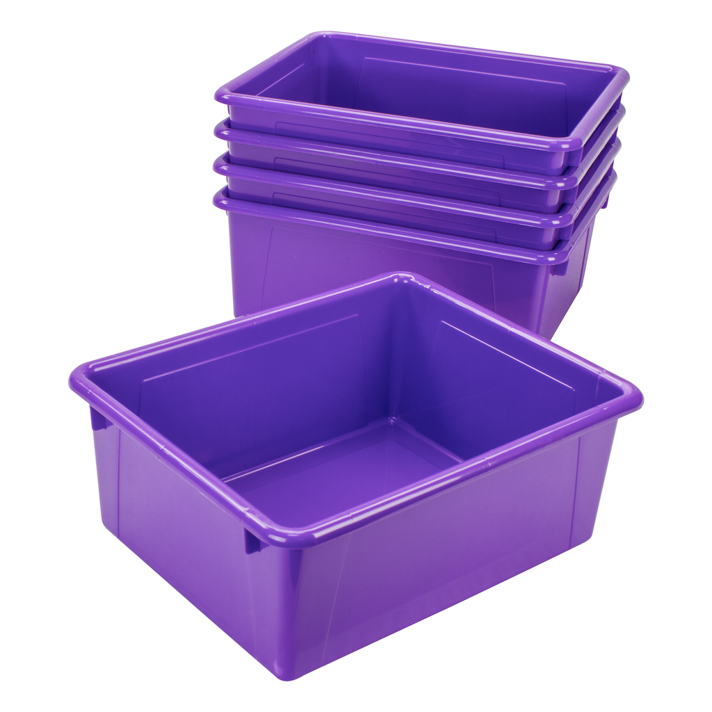 Storex Storage Tray, Letter Size, 10 x 13 x 5 Inches, Violet, 5-Pack
