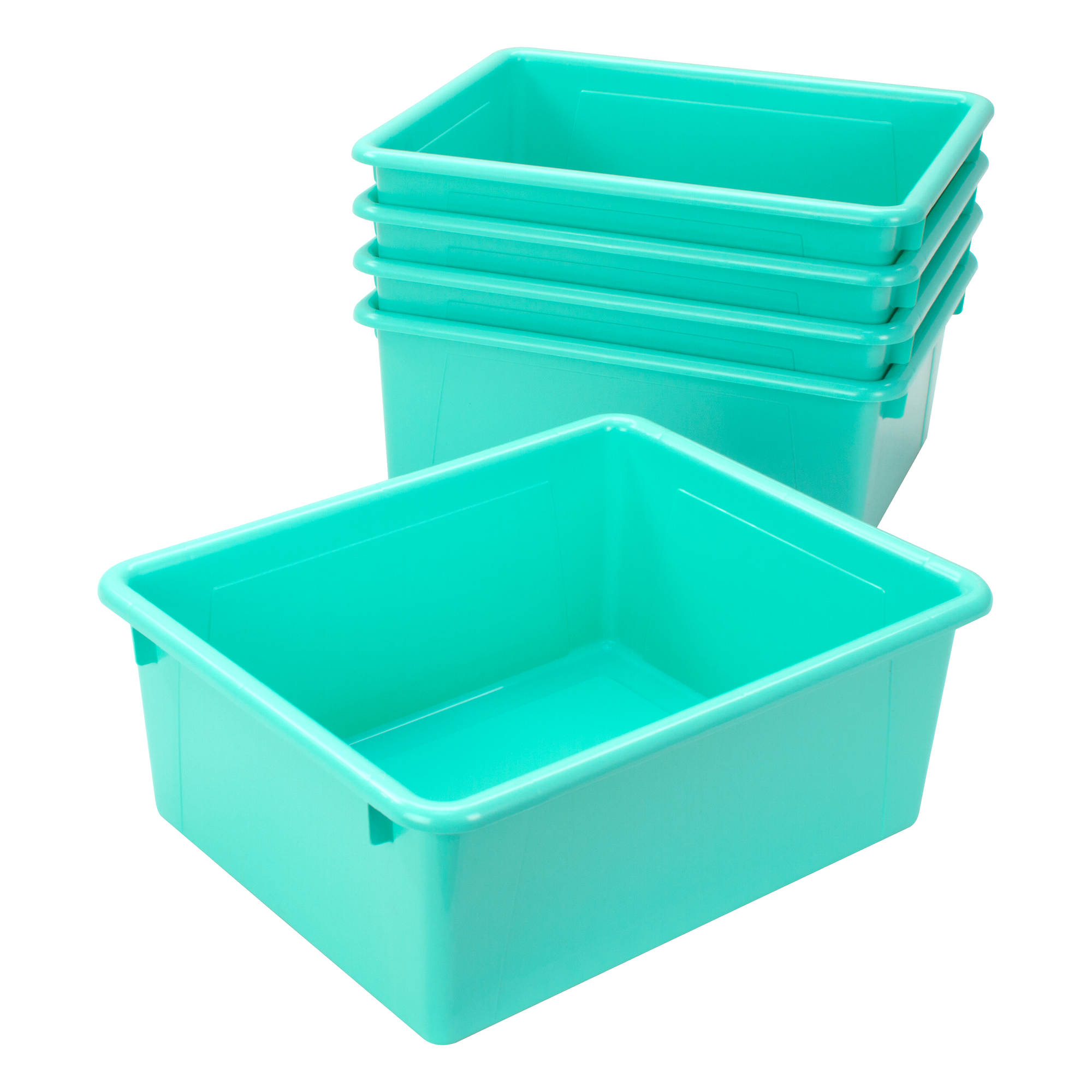 Storex Storage Tray, Letter Size, 10 x 13 x 5 Inches, Teal, 5-Pack