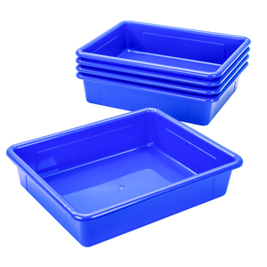 Flat Storage Tray with Lid, Blue