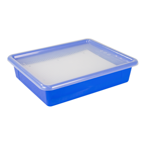 Flat Storage Tray with Lid, Blue