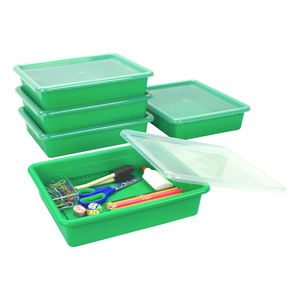 Flat Storage Tray with Lid, Green