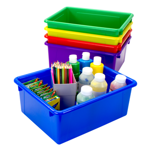 Storex plateau de rangement avec couvercle, format lettre, 10 x 13 x 5 pouces, couleurs variées, lot de 5               
