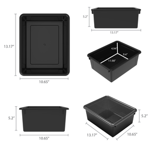 Storex plateau de rangement avec couvercle, format lettre, 10 x 13 x 5 pouces, noir, lot de 5                           