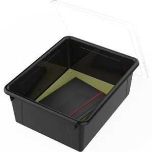Storex plateau de rangement avec couvercle, format lettre, 10 x 13 x 5 pouces, noir, lot de 5                           