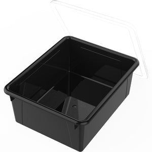 Storex plateau de rangement avec couvercle, format lettre, 10 x 13 x 5 pouces, noir, lot de 5                           
