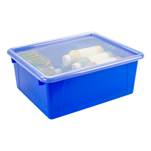 Deep Storage Tray with Lid, Blue