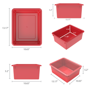 Deep Storage Tray with Lid, Red