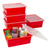 Deep Storage Tray with Lid, Red