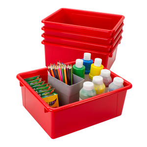 Deep Storage Tray with Lid, Red