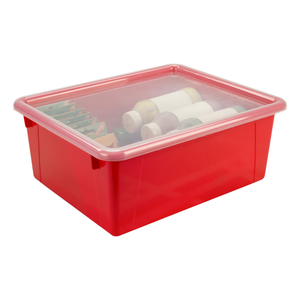Deep Storage Tray with Lid, Red