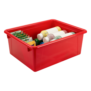Deep Storage Tray with Lid, Red