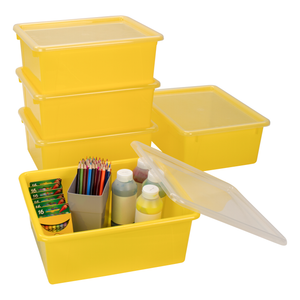 Deep Storage Tray with Lid, Yellow