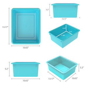 Storex plateau de rangement avec couvercle, format lettre, 10 x 13 x 5 pouces, bleu sarcelle, lot de 5                  