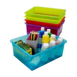 Deep Storage Tray with Lid, Assorted Tints