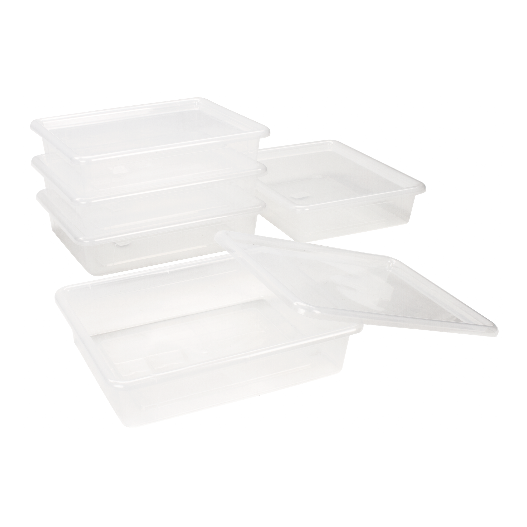 Storex Flat Storage Tray with Lid, Letter Size, 10 x 13 x 3 Inches, Translucent, 5-Pack