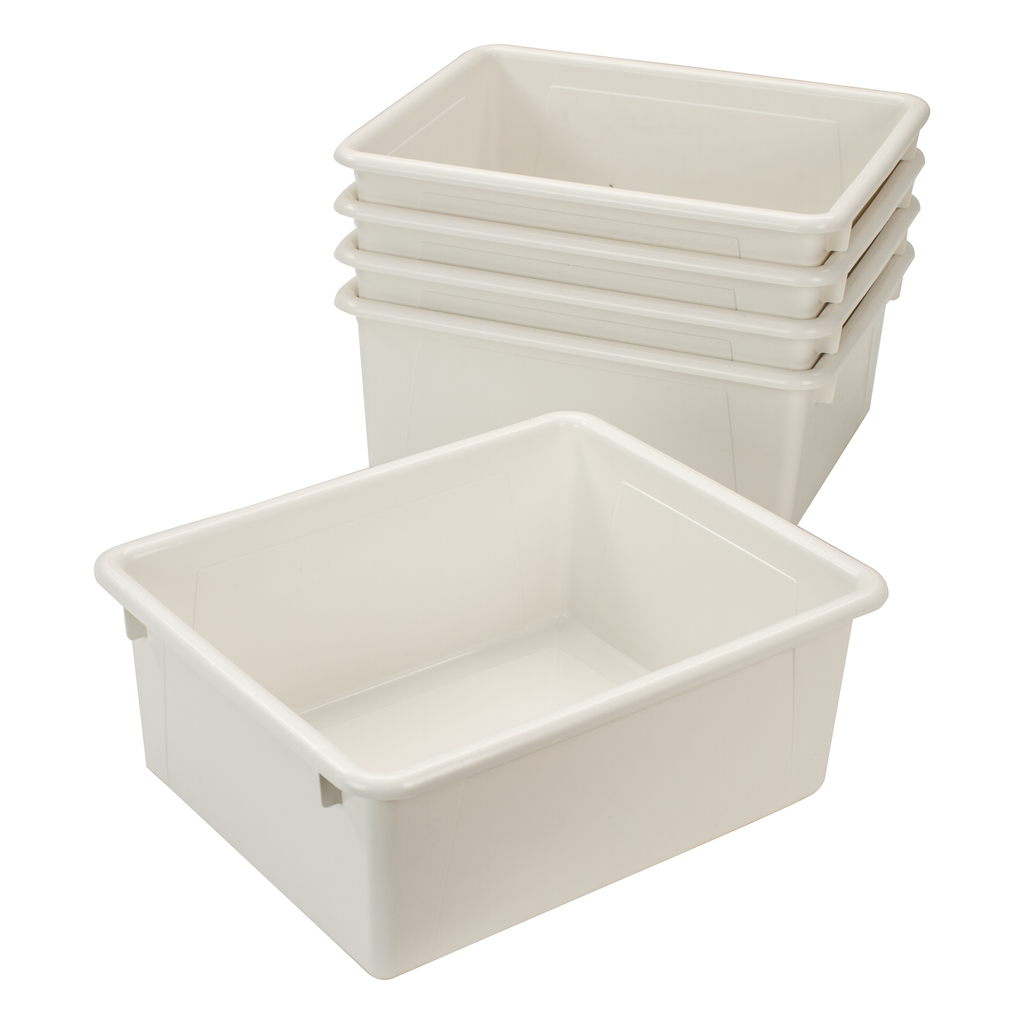 Storex Storage Tray, Letter Size, 10 x 13 x 5 Inches, White, 5-Pack