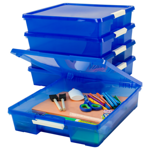Storex boîte de projet, 12 x 12 pouces, bleu transparent, lot de 5                                                      