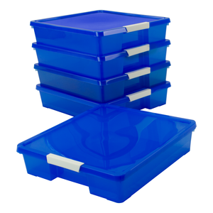 Storex boîte de projet, 12 x 12 pouces, bleu transparent, lot de 5                                                      