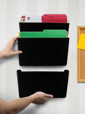 Standard Letter Wall Pocket, Black, Set of 2