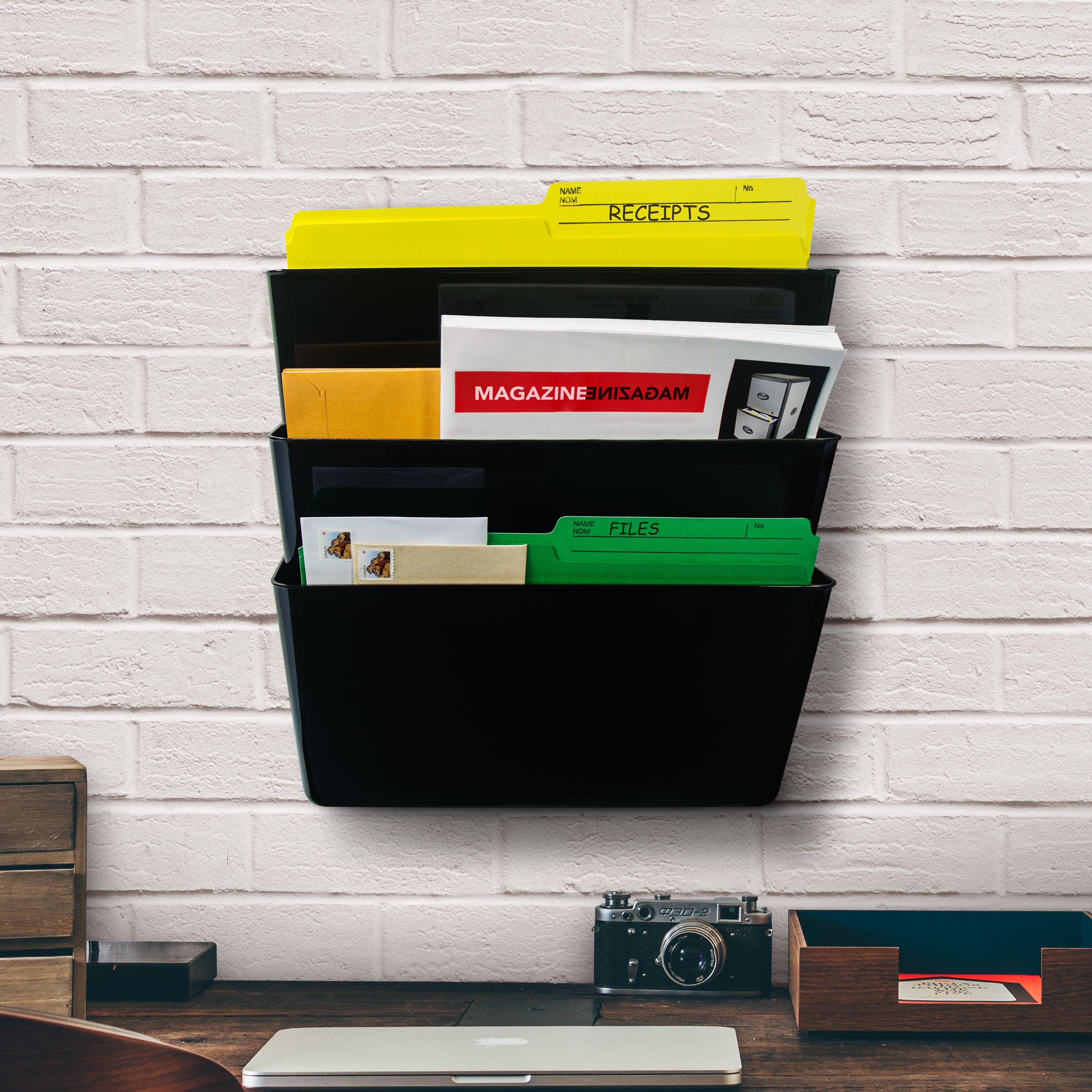 Standard Letter Wall Pocket, Black, Set of 2 – Storex