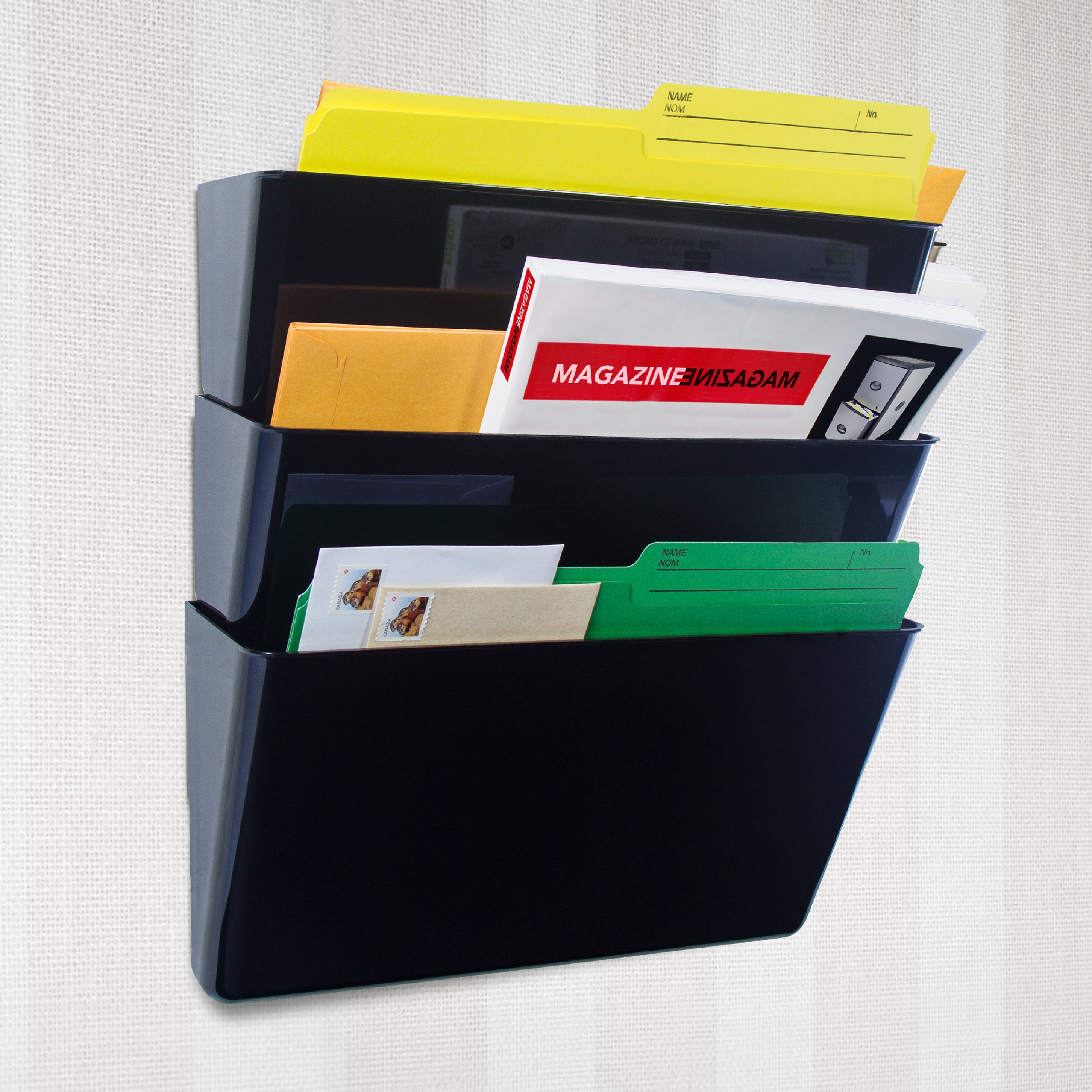 Standard Letter Wall Pocket, Black, Set of 2 – Storex