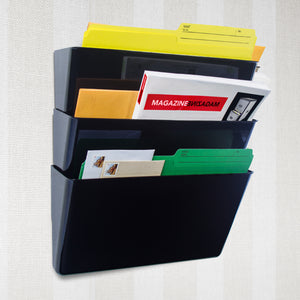Standard Letter Wall Pocket, Black, Set of 2
