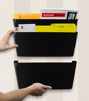 Standard Letter Wall Pocket, Black, Set of 6