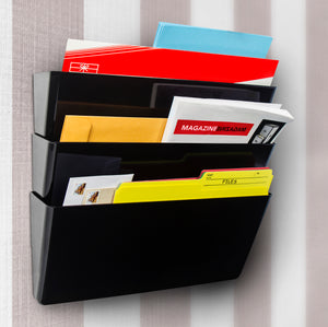 Standard Letter Wall Pocket, Black, Set of 6