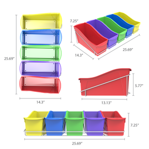 Book Bin Rack with 5 Large Assorted Bins