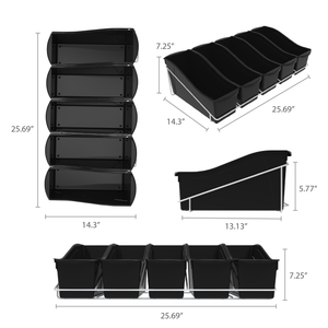 Book Bin Rack with 5 Large Black Bins