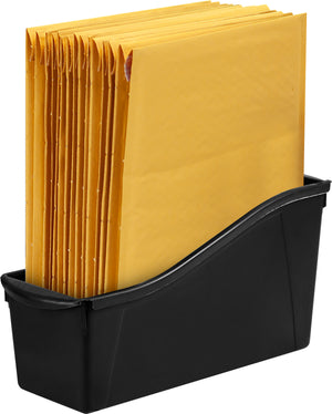 Book Bin Rack with 5 Large Black Bins