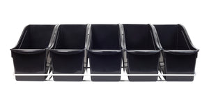 Metal Shelf Rack + 5 Large Book Bins, Black
