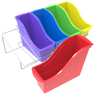 Book Bin Rack with 5 Small Assorted Bins
